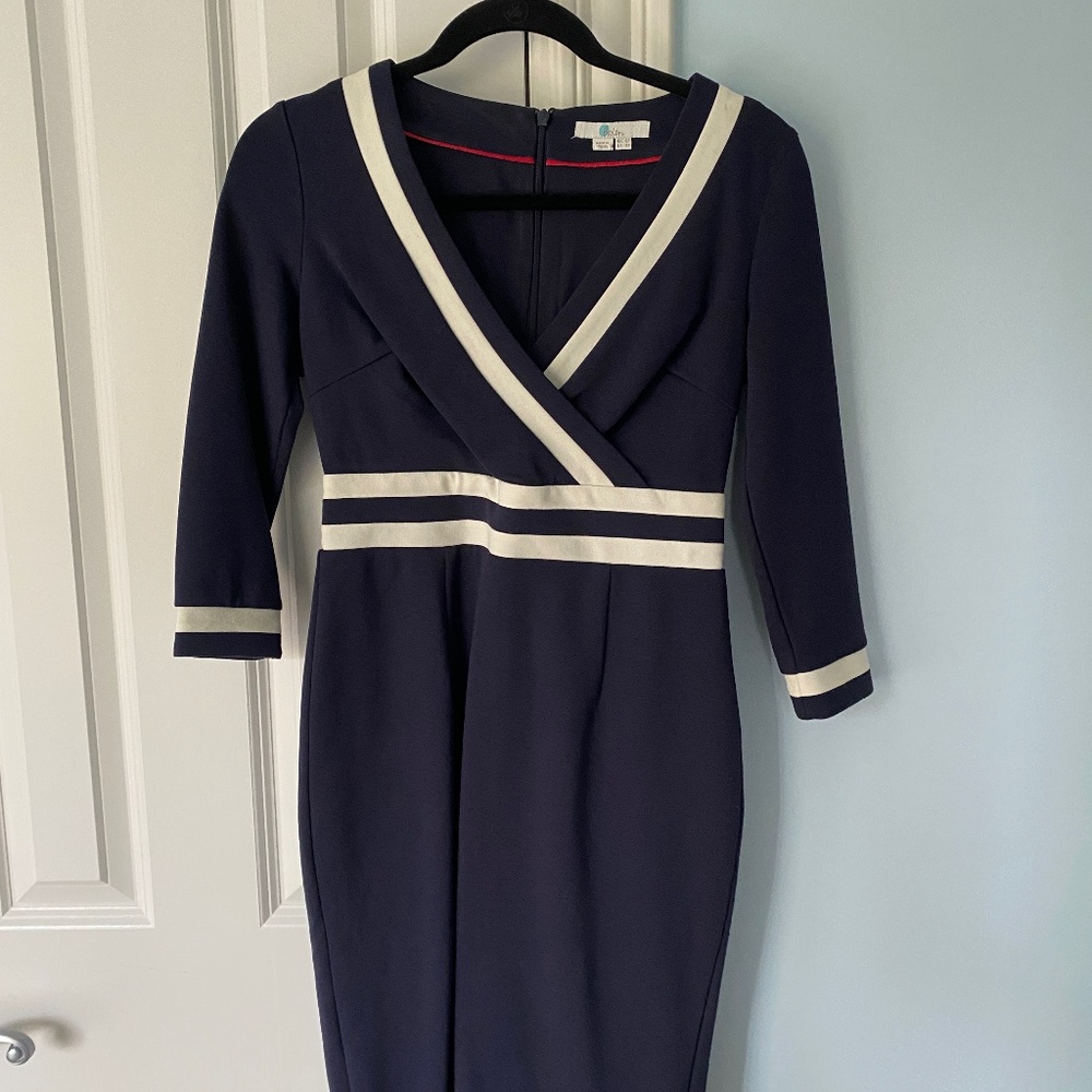 Boden navy blue work dress size 2p